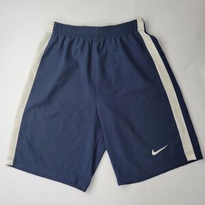 Nike Dri-Fit navy blue white stripe shorts girls boys XL